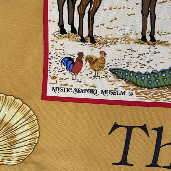 Elizabeth Mumford Mystic Seaport Museum 100% Silk Scarf Noah’s Arc Animals Folk - Picture 4 of 10